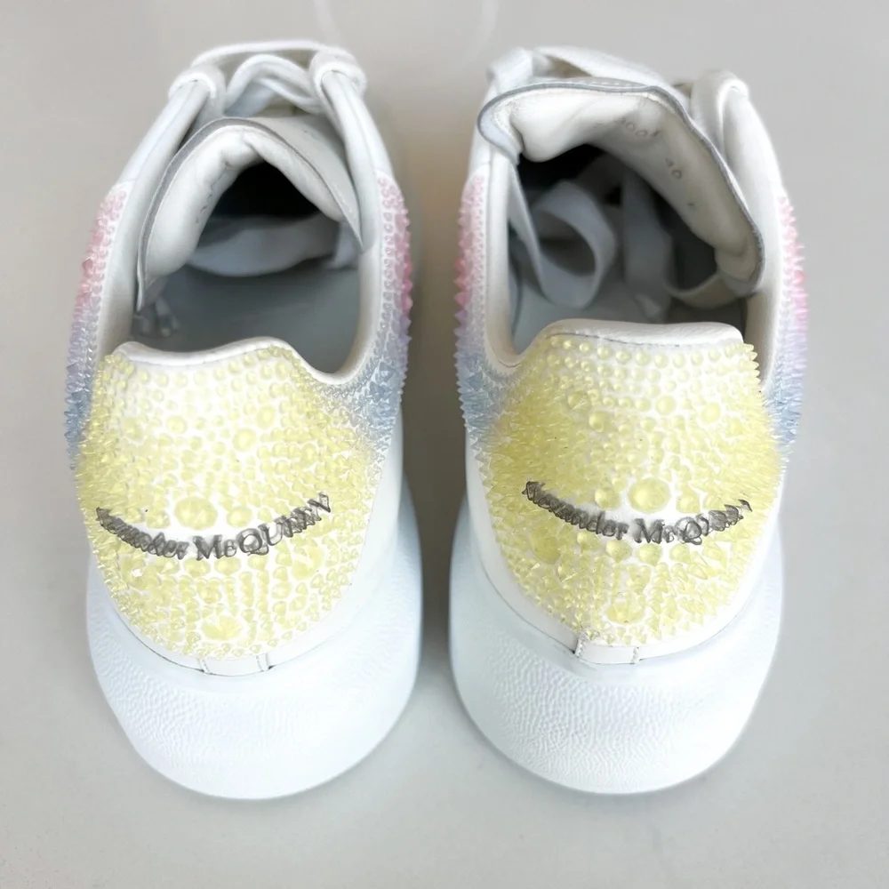 Alexander McQueen Oversized Embellished Leather Sneakers in White NWOB